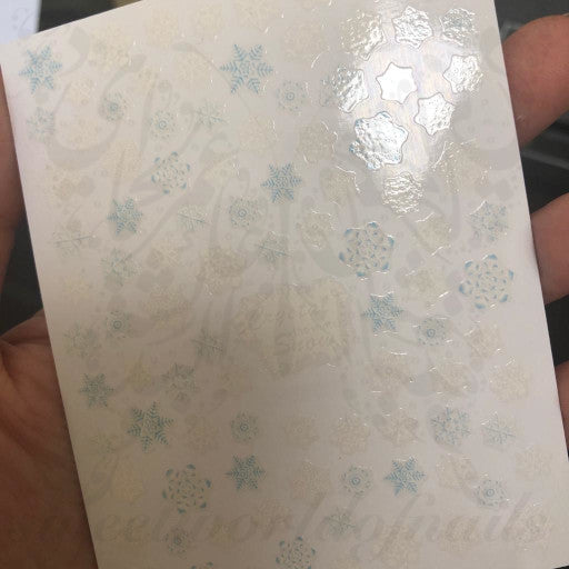 Blue White Snowflake Christmas Nail Stickers