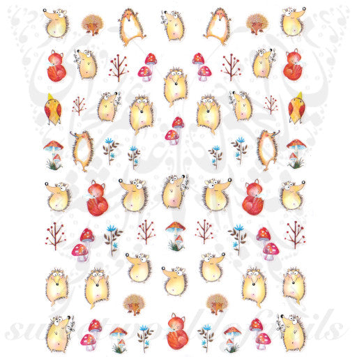 Hedgehog Nails Cute Animal Nail Stickers