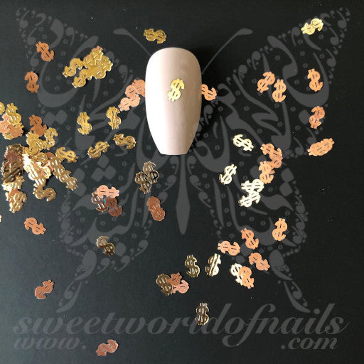 Gold Copper Thin Metallic Nail Charms