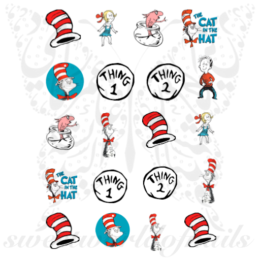 Dr. Seuss Nails The Cat in the Hat Nail Water Decals