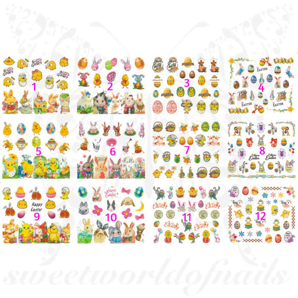 Easter Nails Bunny Eggs Water Decals