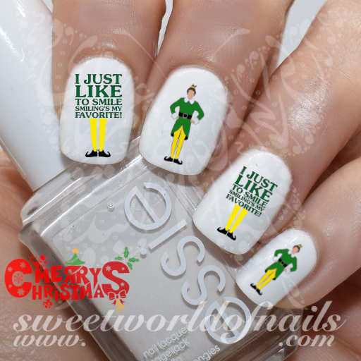 Christmas Nail Art Elf Buddy Water Decals