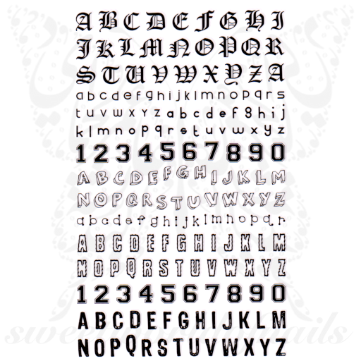 Old English Font Numbers Nail Stickers