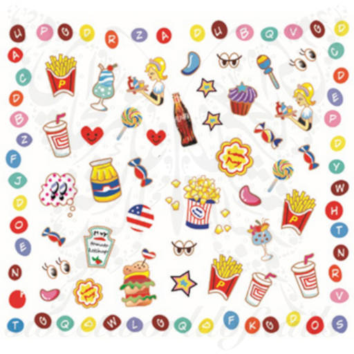 Fast Food Potato Candy Nail Art Water Decals