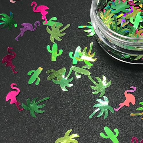 Flamingo Cactus Palm tree Confetti Glitter Nail Decoration