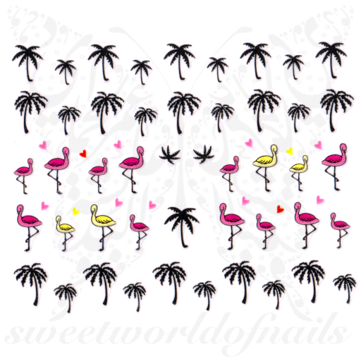 Flamingo Palm tree Nail Art Nail Stickers