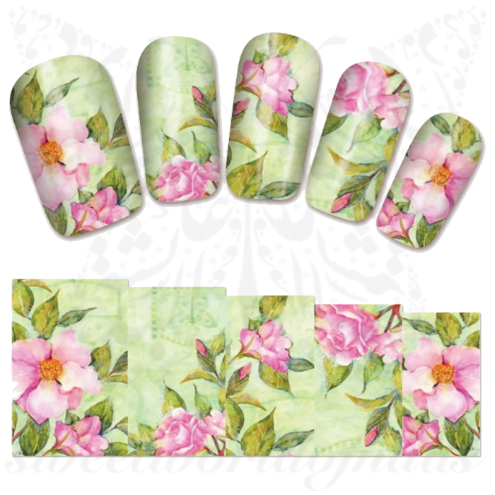 Floral Nail Art Water Full Wraps Transfers