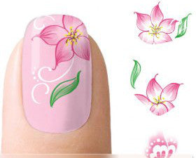 Pink Flowers Nail Art Water Decals Transfers Wraps