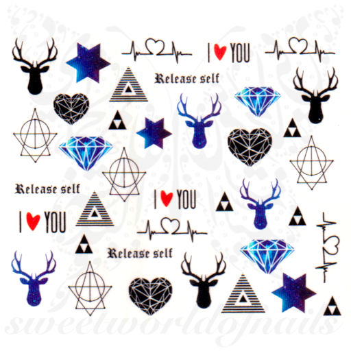 Galaxy Deer Nail Art Nail Water Decals