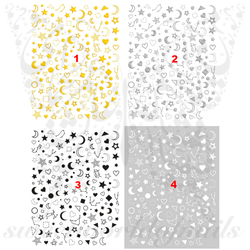 Moon Star Gold Nail Stickers