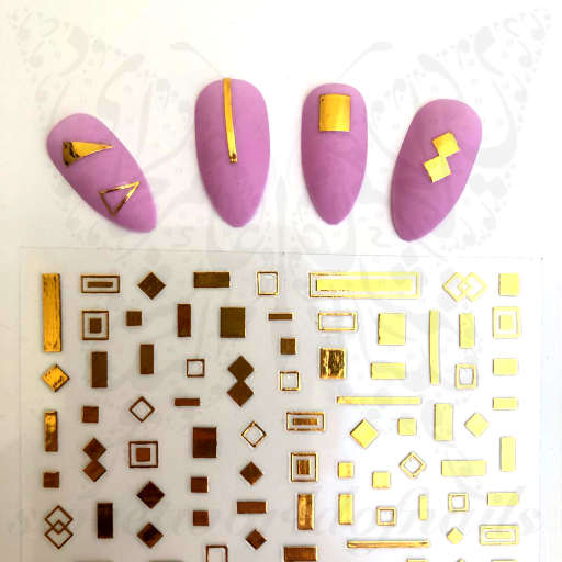 Geometric Nail Art Gold Lines Shapes Stickers