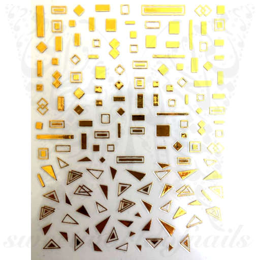 Geometric Nail Art Gold Lines Shapes Stickers