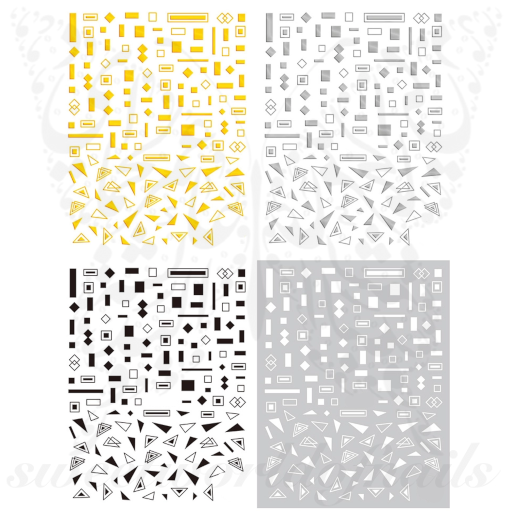 Geometric Nail Art Gold Lines Shapes Stickers