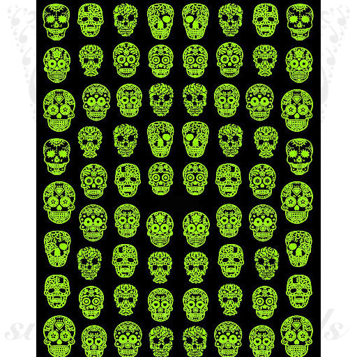 Glow in Dark Sugar Skulls Nail Stickers