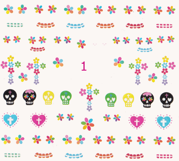 Glow in the dark Sugar Skulls Water Decals
