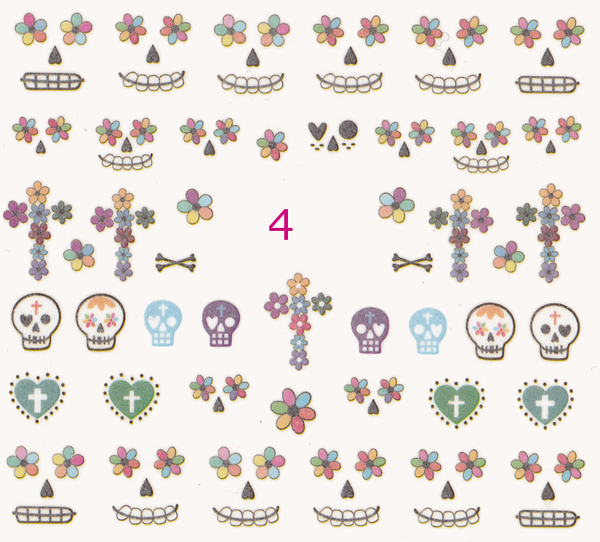 Glow in the dark Sugar Skulls Water Decals