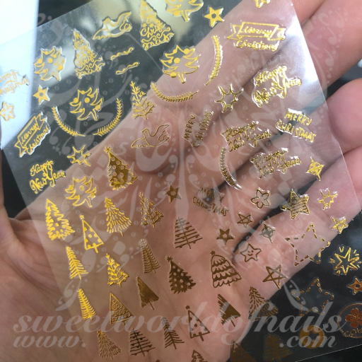 Metallic Christmas Tree Nail Stickers