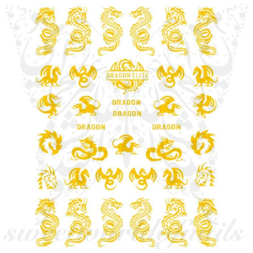 Gold Dragon Nail Art Nail Stickers
