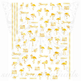 Gold Flamingo Nail Art Stickers