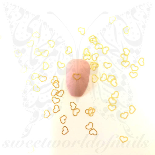 Heart Nails Gold Silver Thin Metallic Nail Charms