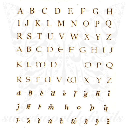 Gold Alphabet letters Nail Water Decals