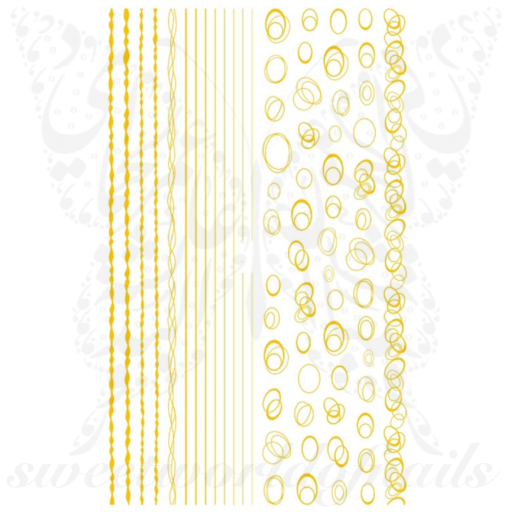 Gold Lines circles Nail Art Stickers