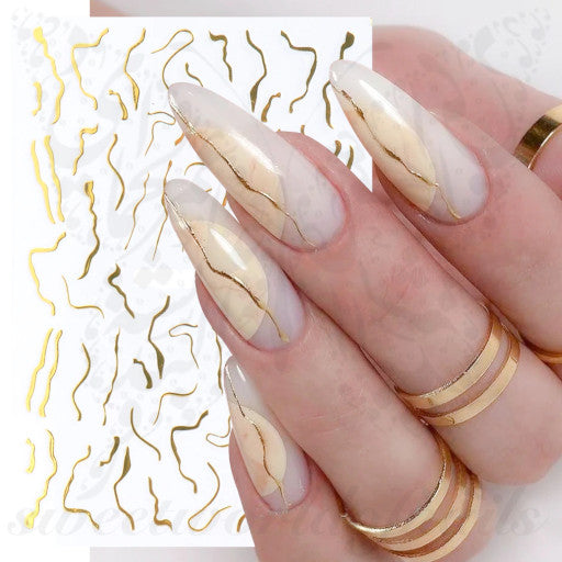 Gold Lines Nail Art Stickers