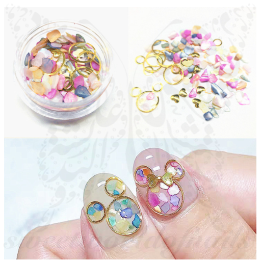 3D Gold Round Colorful stones Nail Art Decoration Mix