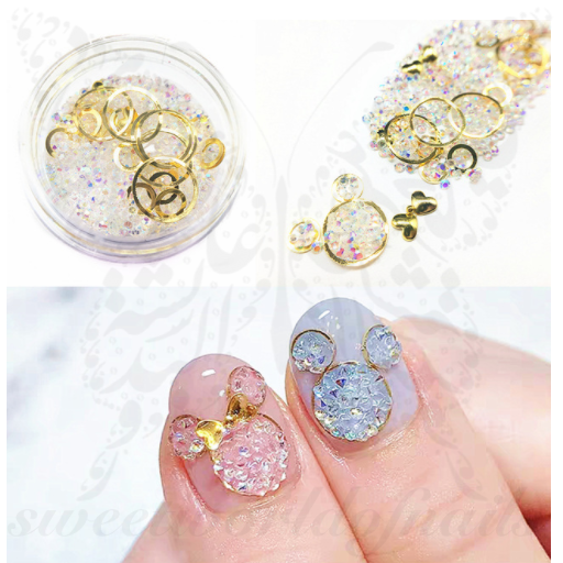 3D Gold Round transparent stones Nail Art Decoration Mix