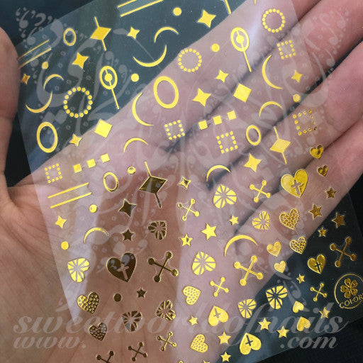 Gold Shapes Nail Art Stickers