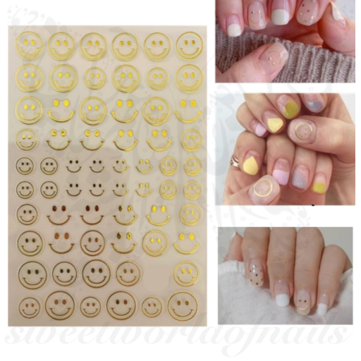 Gold Happy Face Nail Art Nail Stickers