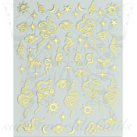 Gold Snake Nail Art Nail Stickers