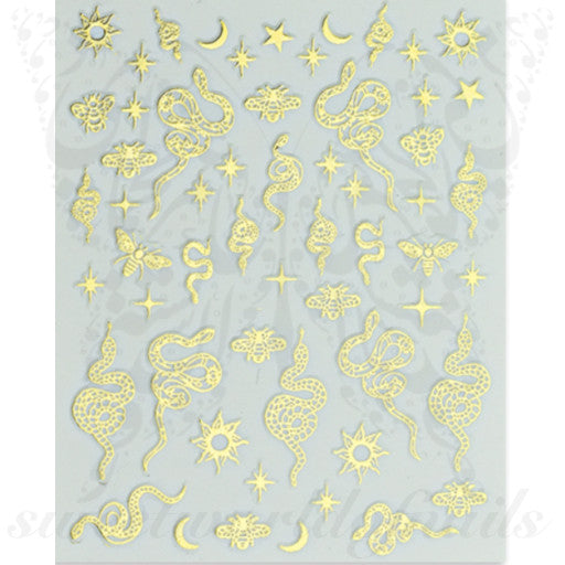 Gold Snake Nail Art Nail Stickers