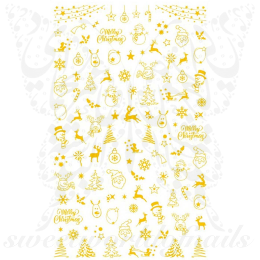 Christmas Nail Art Gold Tree Santa Nail Stickers