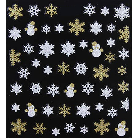 Christmas Nail Art Gold White Snowflake Stickers