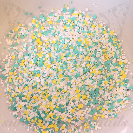 Green White Round Nail Art Confetti Glitter
