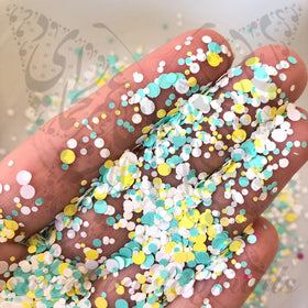 Green White Round Nail Art Confetti Glitter