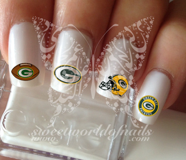 Green Bay Packers Football Nail Art NFL Decals