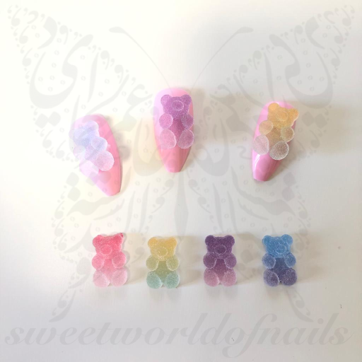 30pcs Resin Cute Bear Nail Art Charms,3D Colorful Mini Bear Nail Art  Rhinestones For DIY Nail Art Decoration