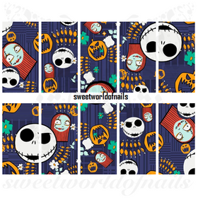 Halloween Jack Nail Art Full Wraps Water Slides