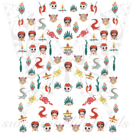 Halloween Nails Frida Skull Stickers