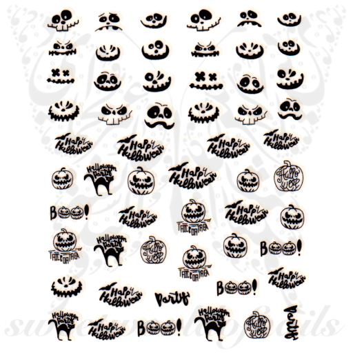 Halloween Nails Pumpkin Faces Nail Stickers