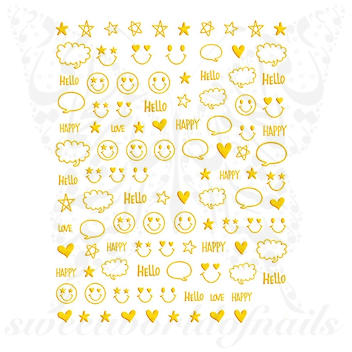 Happy Face Stars Nail Stickers