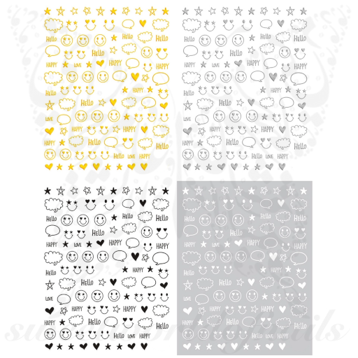 Happy Face Stars Nail Stickers
