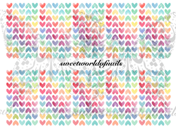 Rainbow Hearts Nail Art Water Full Wraps Transfers
