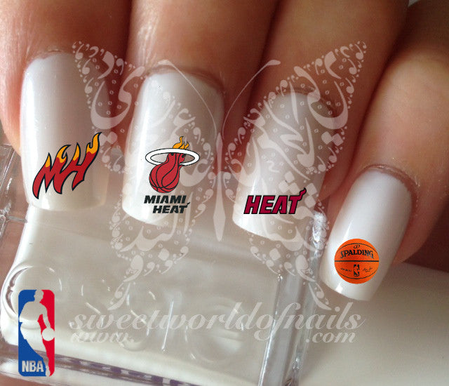Miami Heat NBA Basketball Nail Art Water Decals Nail Transfers Wraps