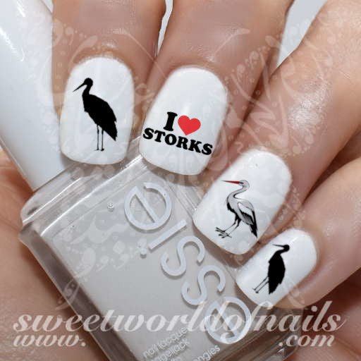 I love Storks Nail Water Decals
