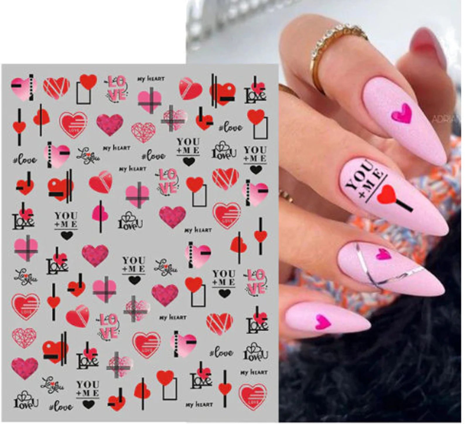 Valentines Heart Nail Art Stickers Pink Love Penguin Nail Decals Water  Transfer Rose Cake Lips Designs Nail Stickers for Women Girls Manicure Tip  Nail Decoration - Yahoo Shopping