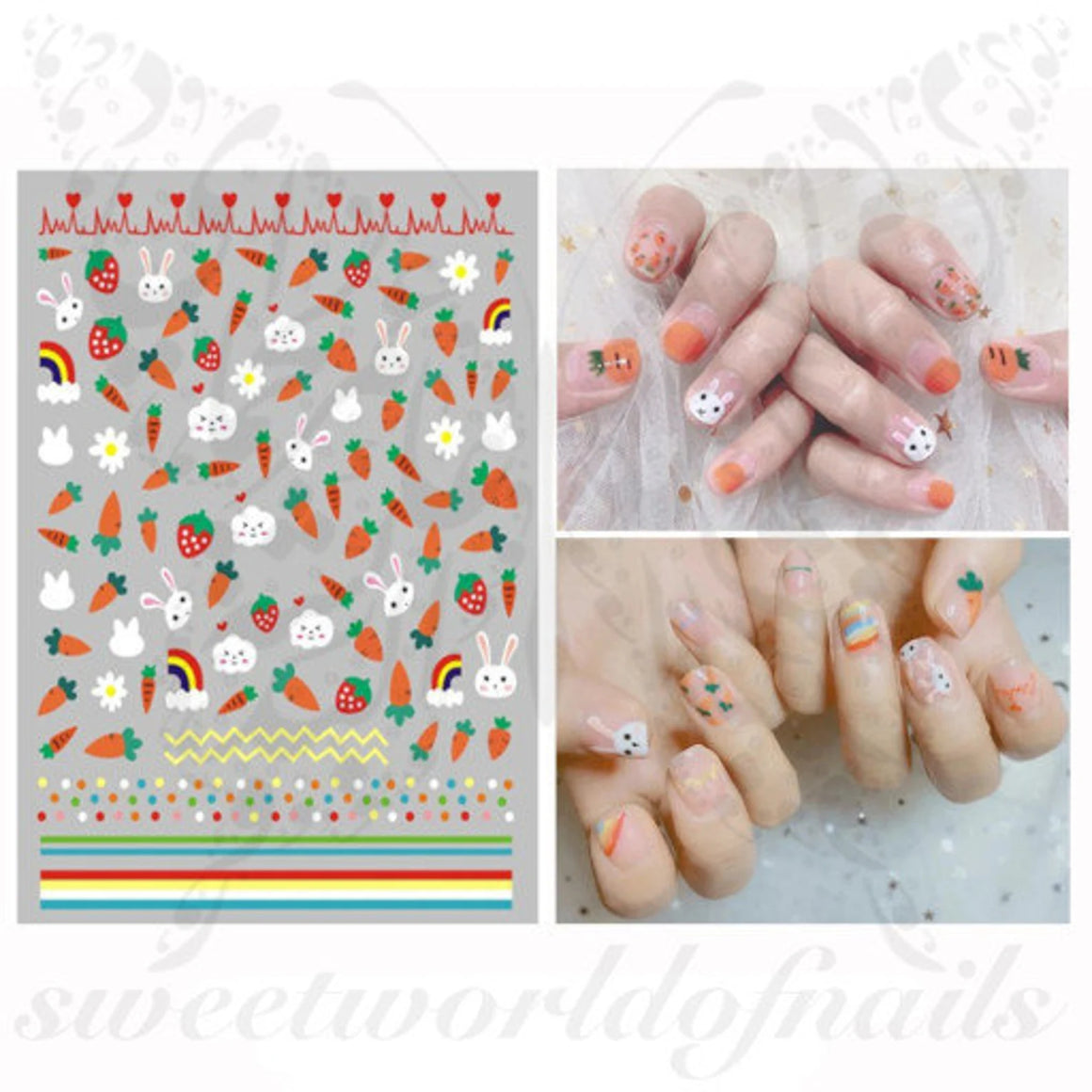 Easter Nail Art Bunny Easter Carrot Nail Stickers