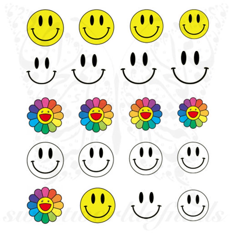 Smiley Face Nail Art Water Decals